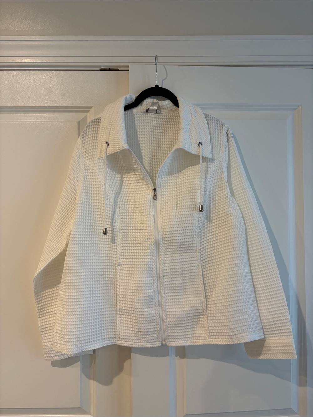 NWT Christopher Banks Waffle-Knit Pink Zip-Up Jacket with Drawstring Collar
